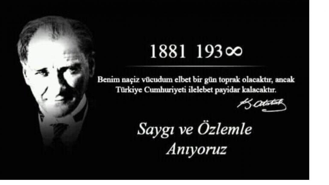 İlçe Milli Eğitim Müdürü Rıfat ORHAN 'ın 10 Kasım Atatürk'ü Anma Mesajı